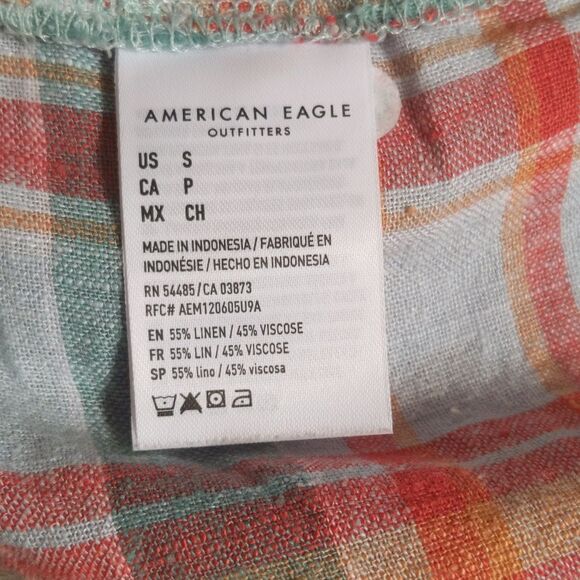 5/$55 American Eagle Outfitters NWT oversized button down plaid blouse S - Picture 9 of 12